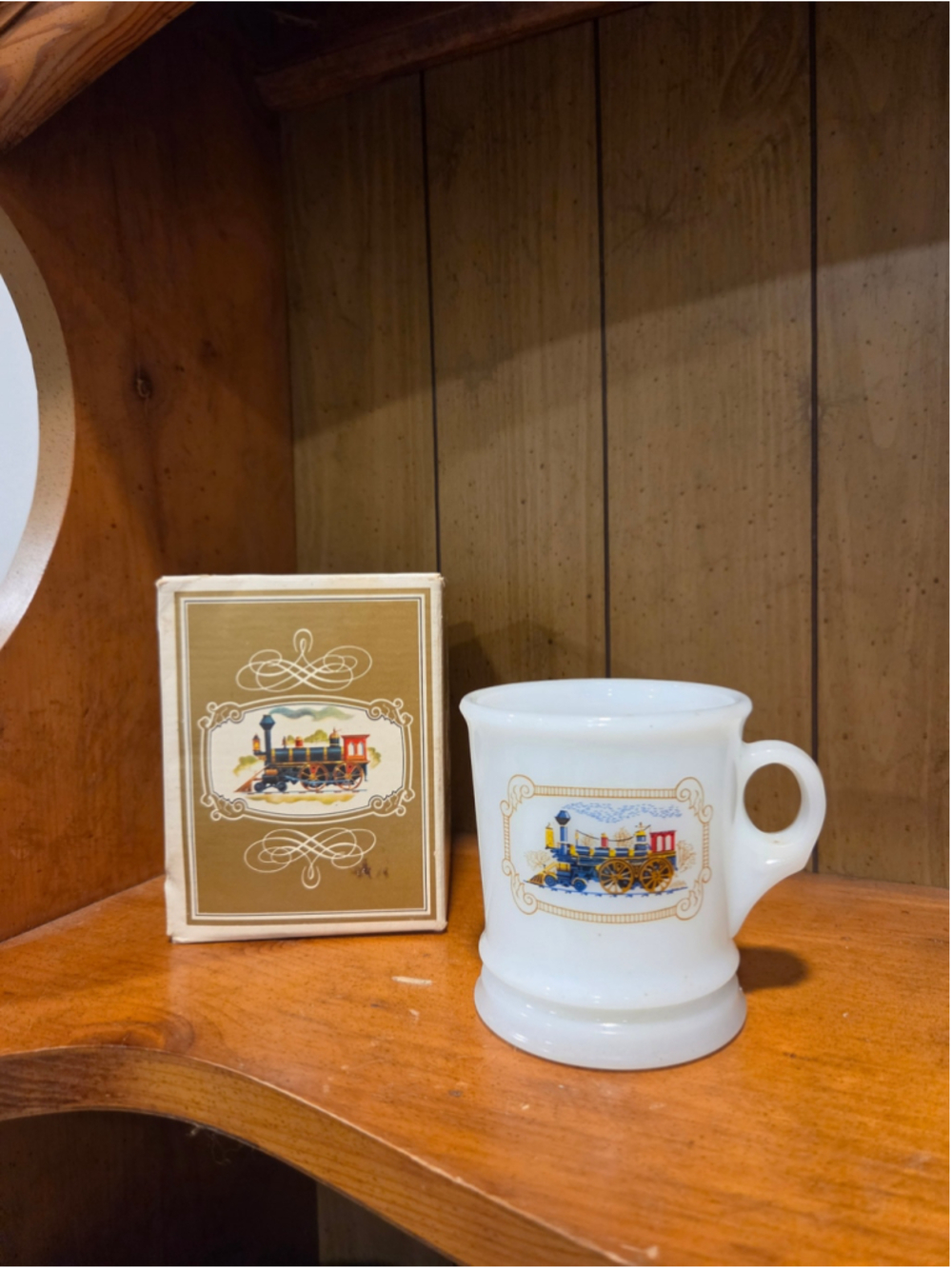 Vintage Avon Iron Horse Shaving Milk Glass Mug